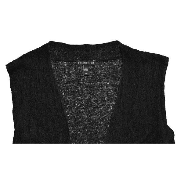 A5 Auth EILEEN FISHER Viscose Open Front Sleeveless Long Cardigan Sweater Size L - Picture 4 of 5